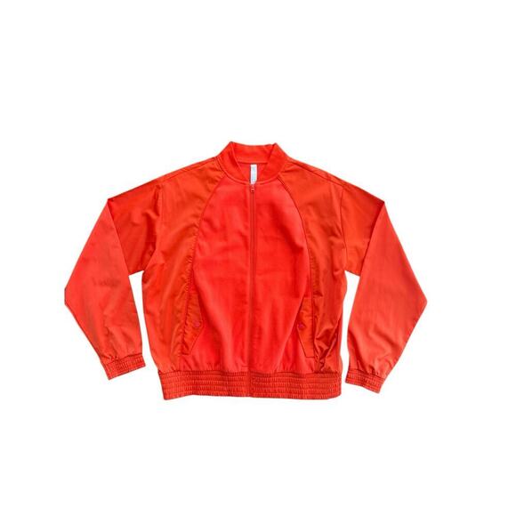 Athleta Women's Orange Zion Microfleece Full Zip Bomber Jacket Size Small - Picture 5 of 9